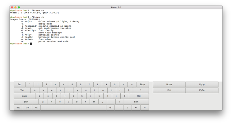 terminal emulator with embedded keyboard